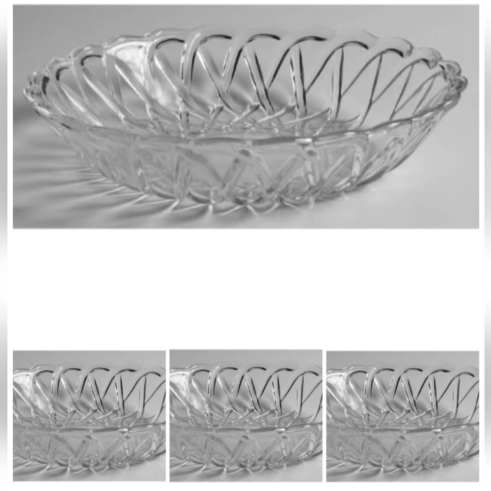 Four Vintage 50s 60s Indiana Glass Clear Pretzel #622 Coupe Soup Bowls